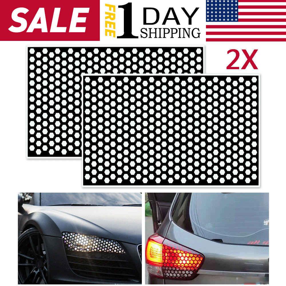 2* Car Rear Tail Light Cover Black Honeycomb Sticker Tail-lamp Decal Accessorie