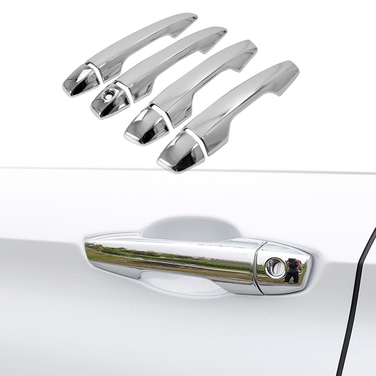 For Mitsubishi Outlander 2022-2023 LHD Chrome Side Door Handle Cover Trim 8pcs