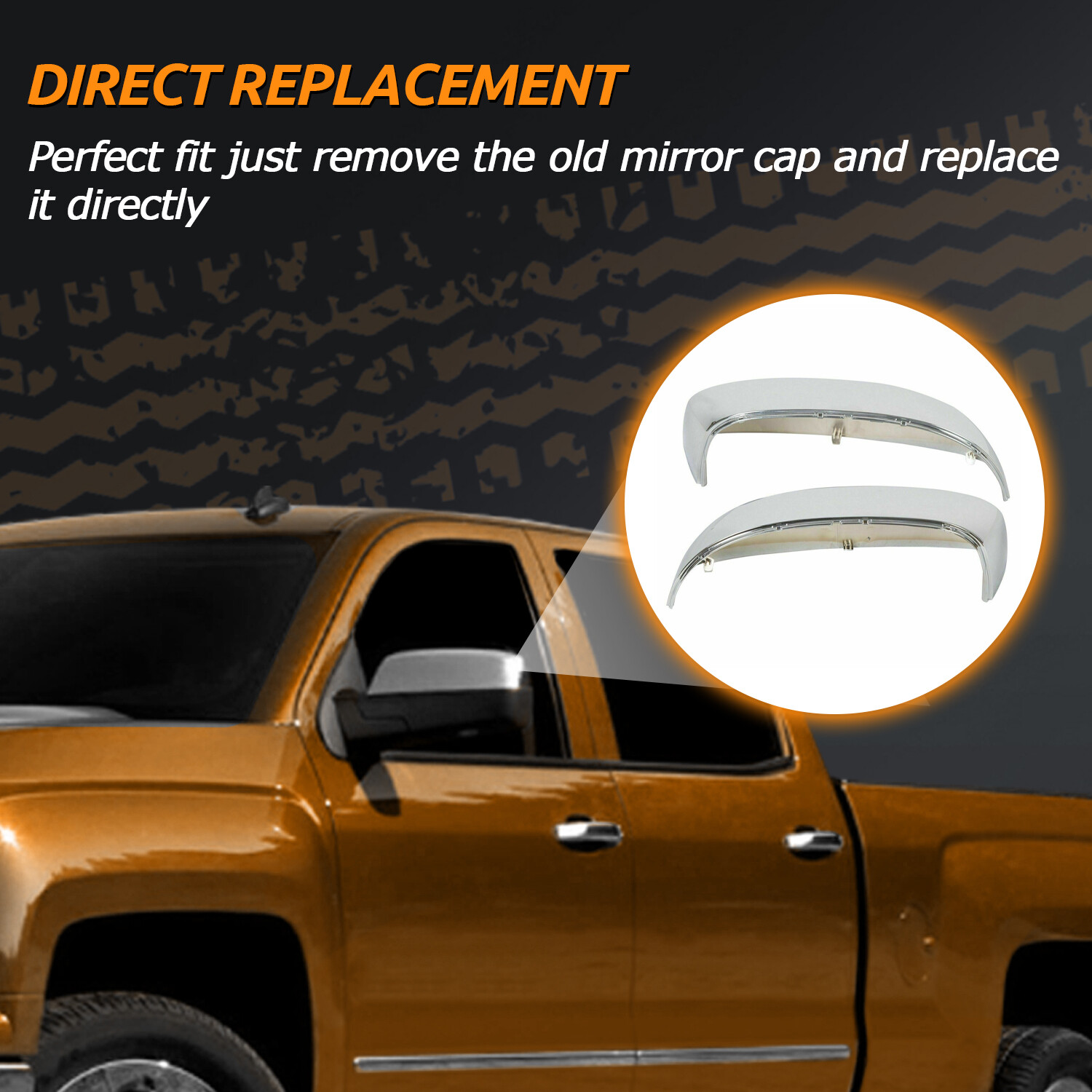 For 2007-2014 Chevy Silverado / GMC Sierra CHROME Top Mirrors Covers Replacement