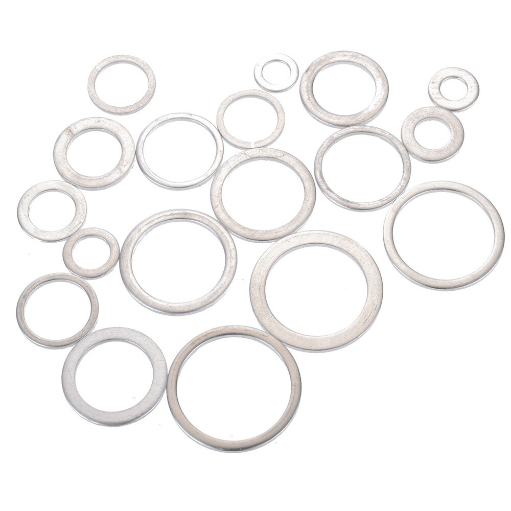450Pcs Oil Drain Plug Crush Washer Gasket 18 Sizes Aluminum Metal Sealing Rings
