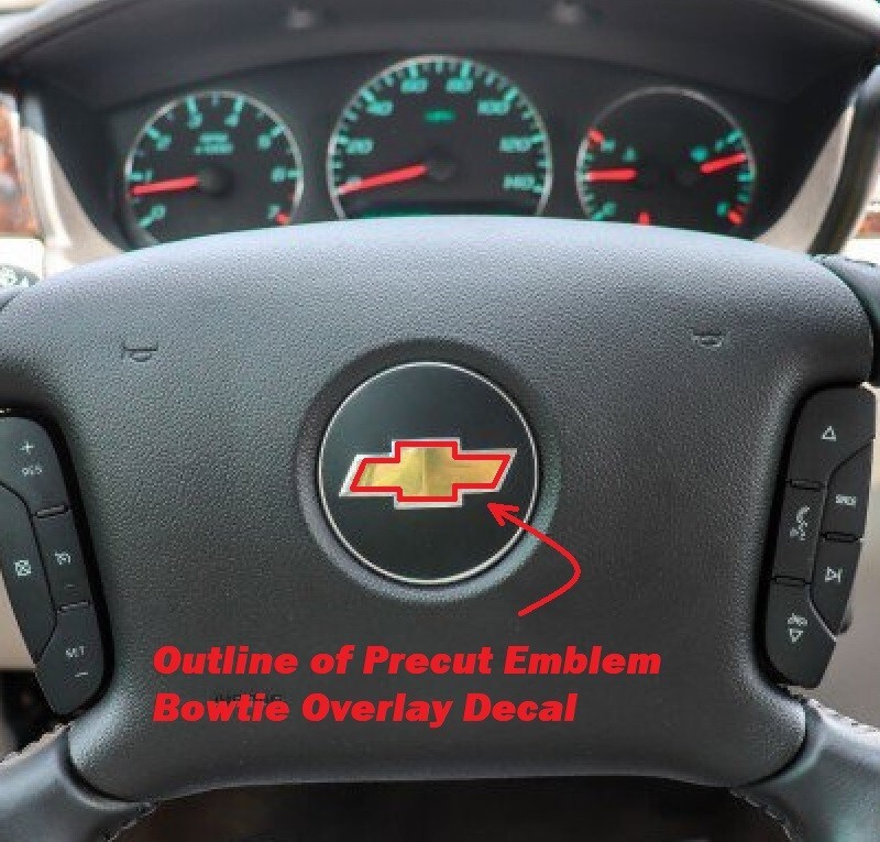 Matte Black Precut Steering Wheel Emblem Bowtie Decal For 2007-13 Impala Malibu