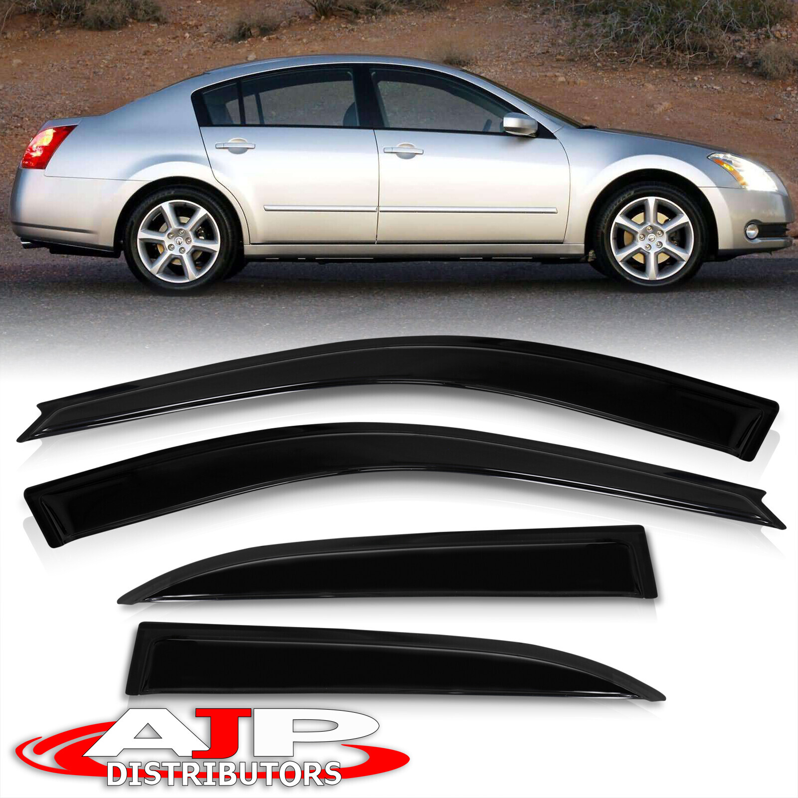 4PC Window Visor Rain Guard Wind Deflector For 2004-2008 Nissan Maxima A34 Sedan