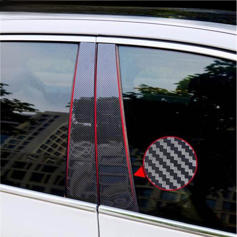 Carbon Fiber Look Window Trim Pillar Post Door s Cover For VW Golf MK7 2013-2020