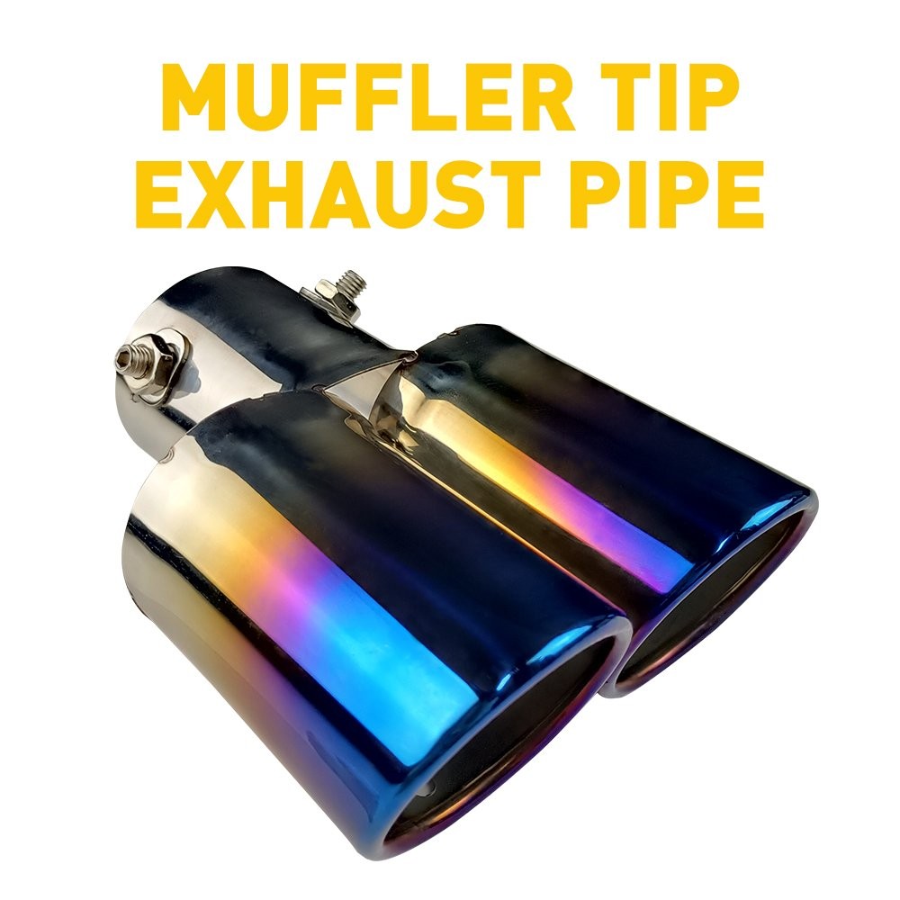 2set Car Auto Blue Rear Exhaust Pipe Tail Tip Muffler Tailpipe Throat Auto Parts