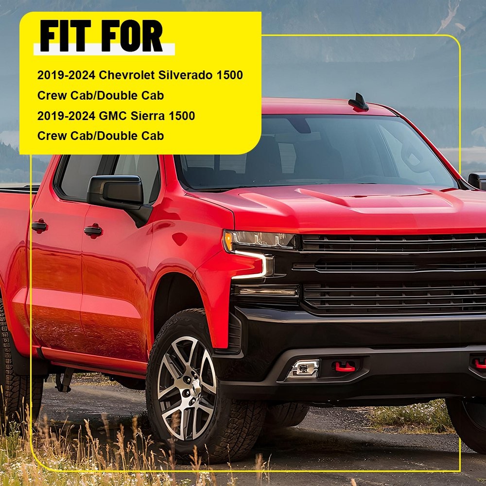 Pillar Posts Glossy black Polycarbonate For GMC Sierra Chevy 2019-2024 Silverado