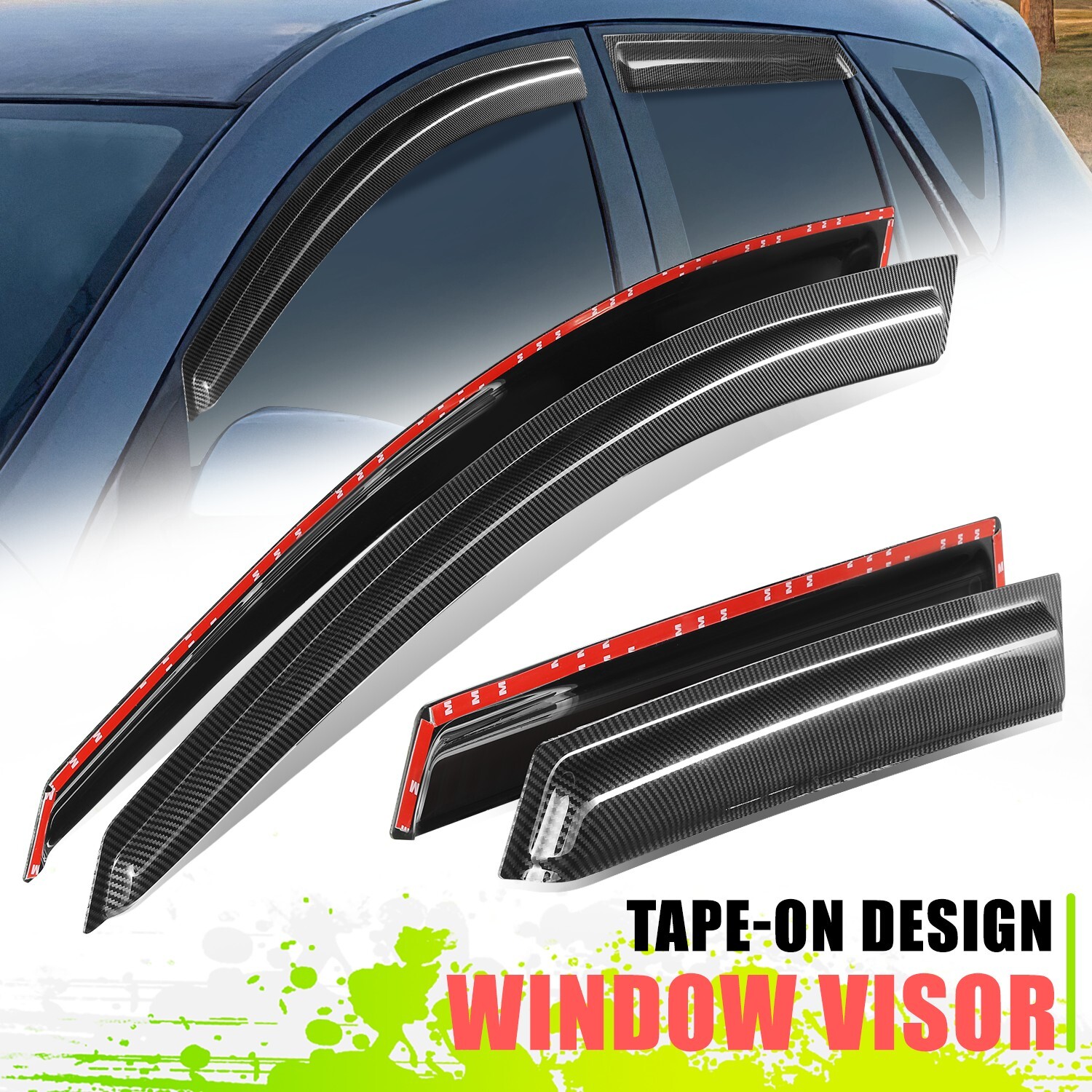 3M Adhesive Tape 4 Window Visors Wind Rain Guard for Mazda 3 w/ Hatchback 10-13