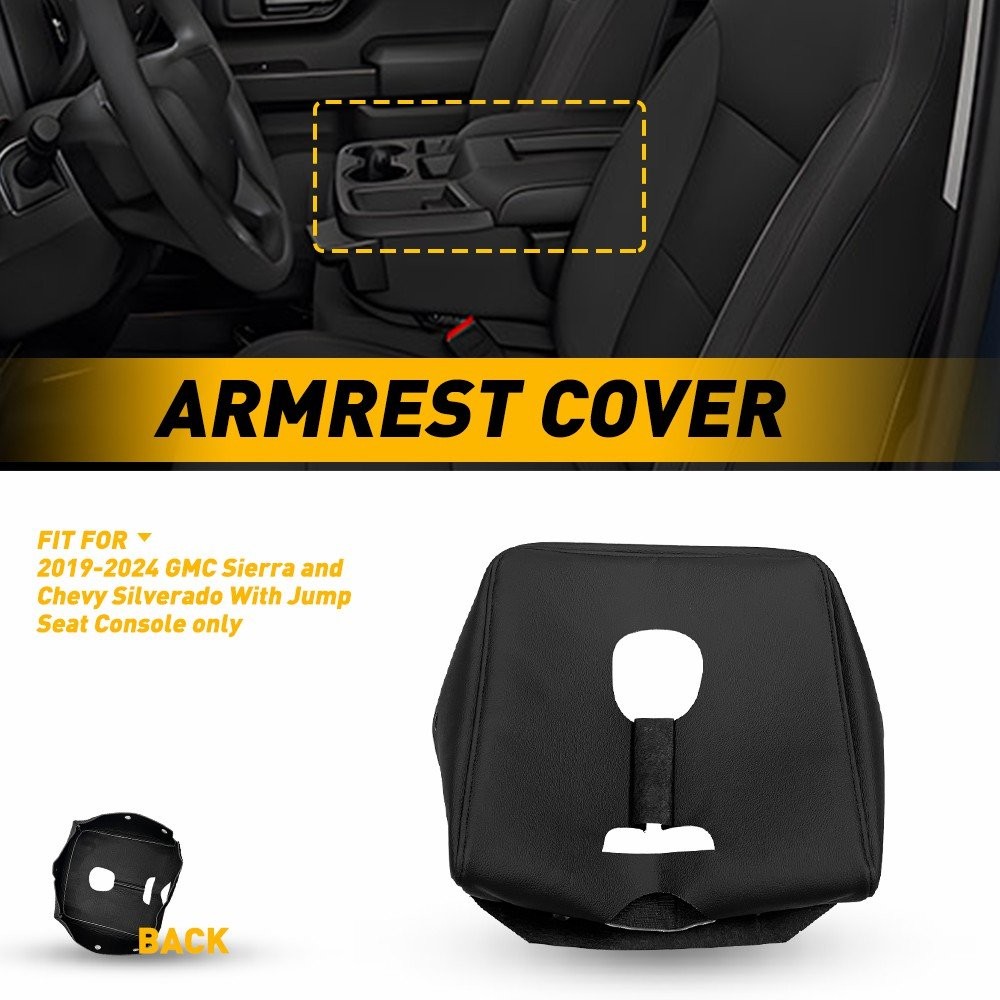 Console Black Armrest Cushion Pad Protector For Chevy Silverado 2019-2024 1-5SET