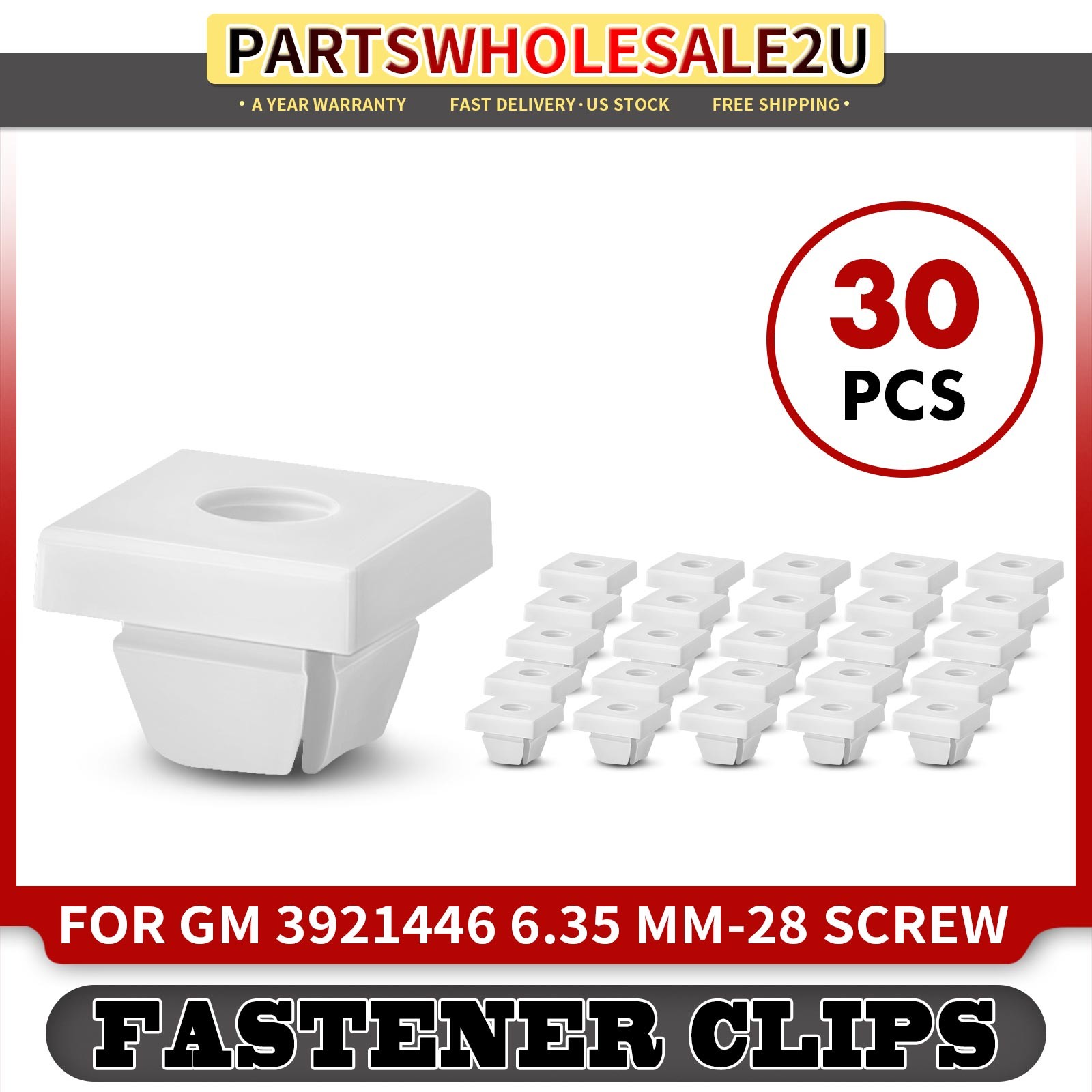 30Pcs New Used with 6.35 mm-28 Screw White Fastener Adjusting Nut for GM 3921446