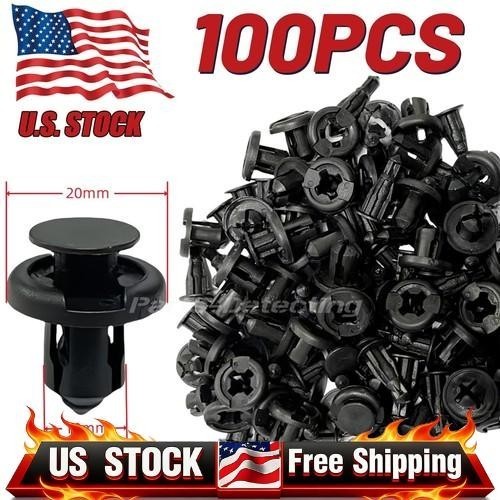 AA100Pcs Bumper Clips Hood Fender Push Rivets Retainer Fasteners For Honda Civic