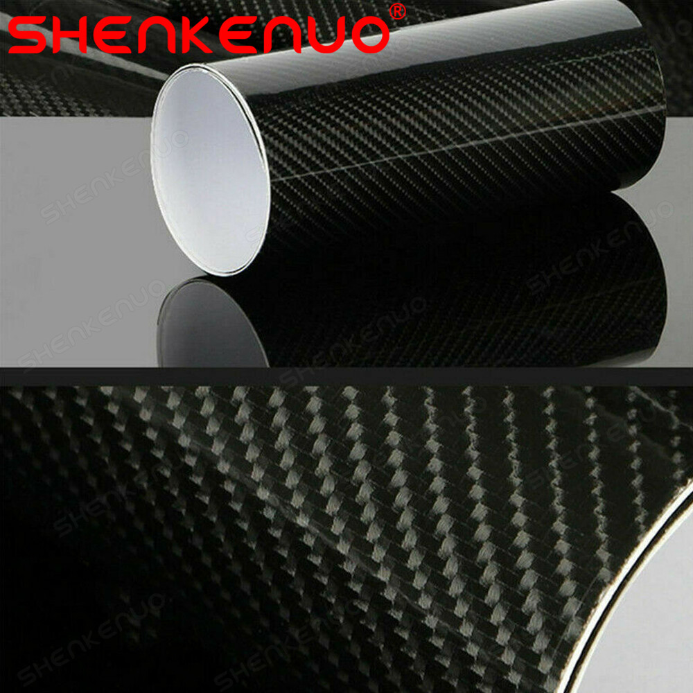 5D Ultra Shiny Gloss Glossy Black Carbon Fiber Vinyl Wrap Sticker Decal 12″x60″