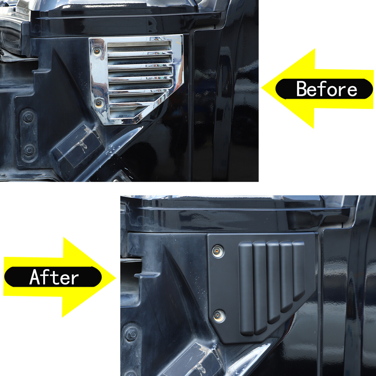 2PCS For Hummer H2 2003-2009 Matte Black Side Fender Vent Grill Frame Trim