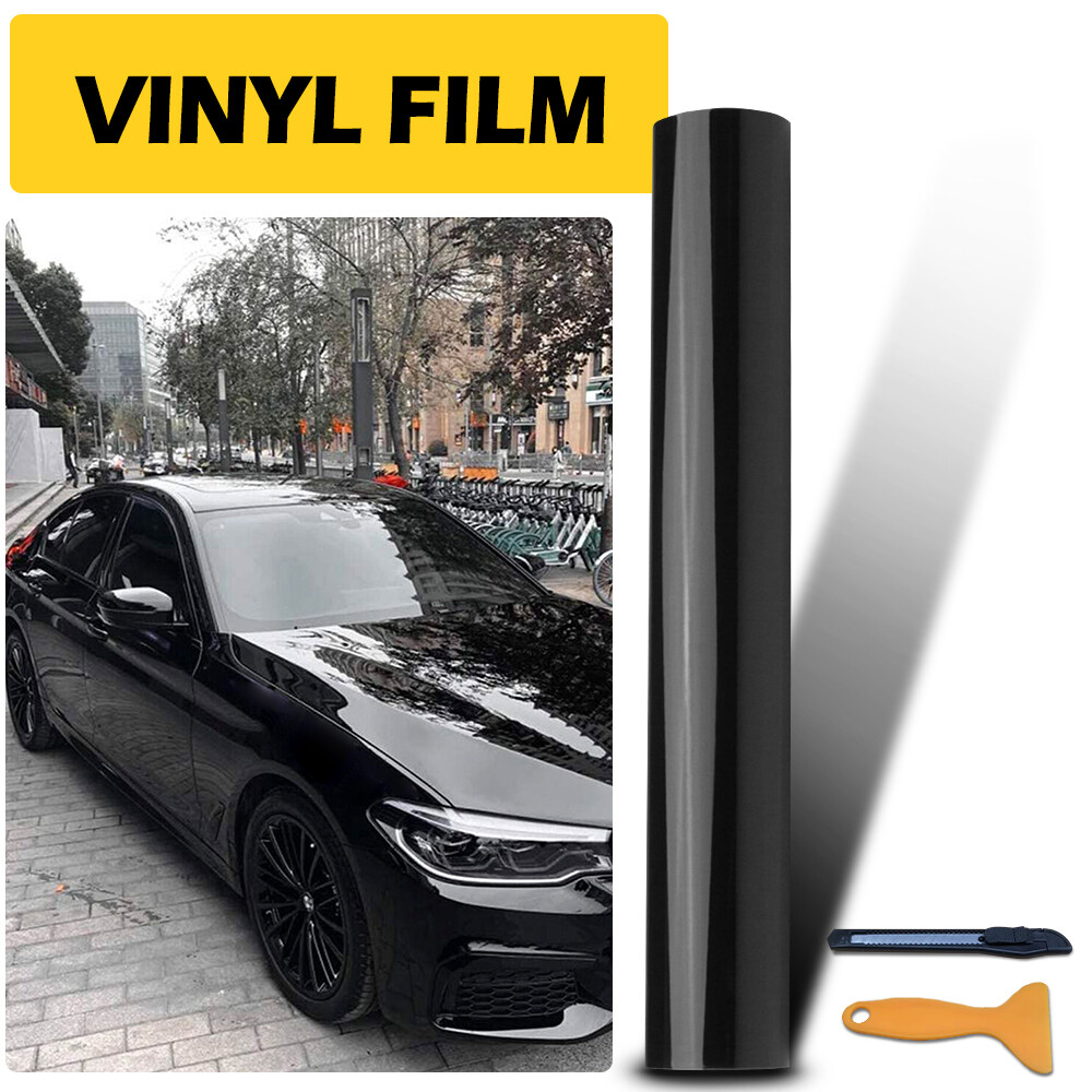 Gloss Black Vinyl Automotive Wrap Film Roll Car Wrap Stickers 59IN x 11.8IN
