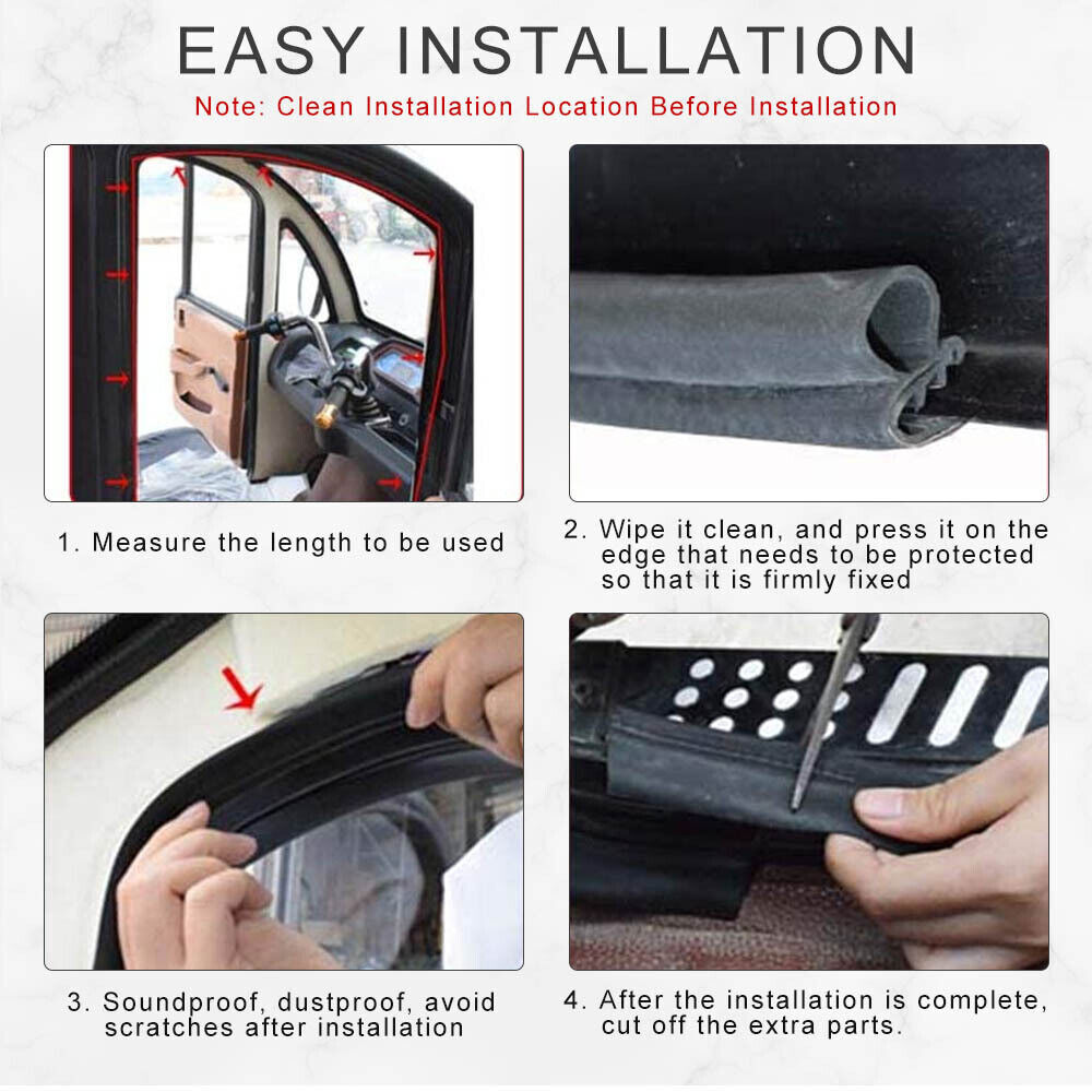 20FT 6M Car Door Edge Guard Moulding Trim Rubber Edge Strip Seal Protector Black