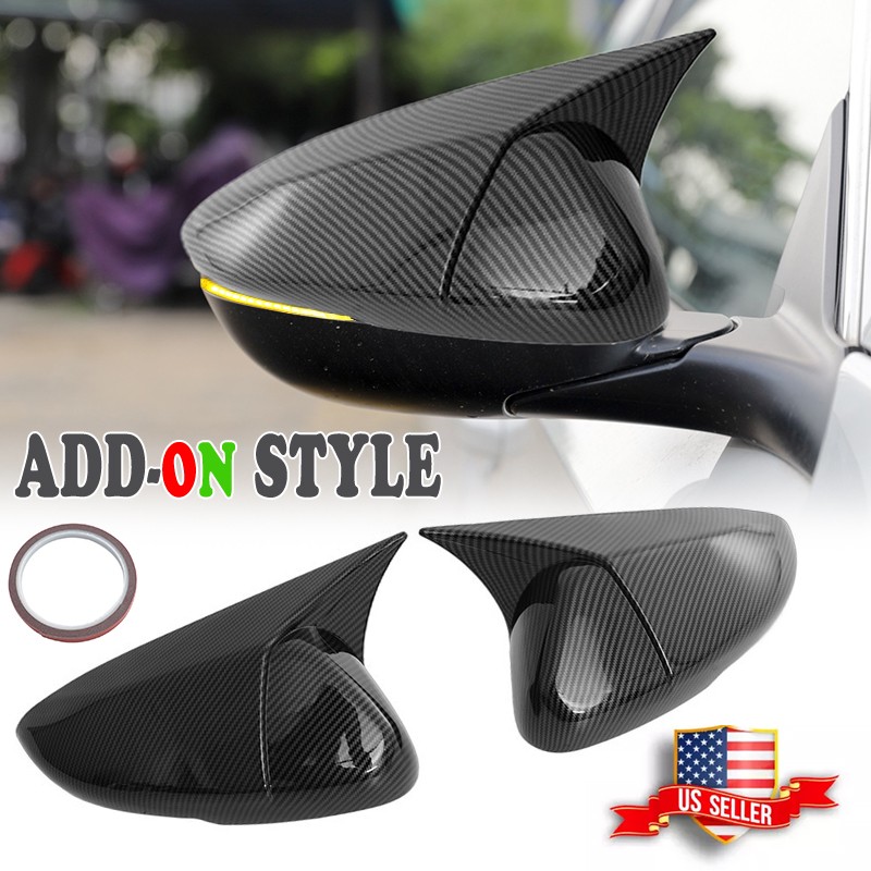 Horn Style For Honda Accord 2018-2026 Carbon Black Side Door Mirror Cover Caps *
