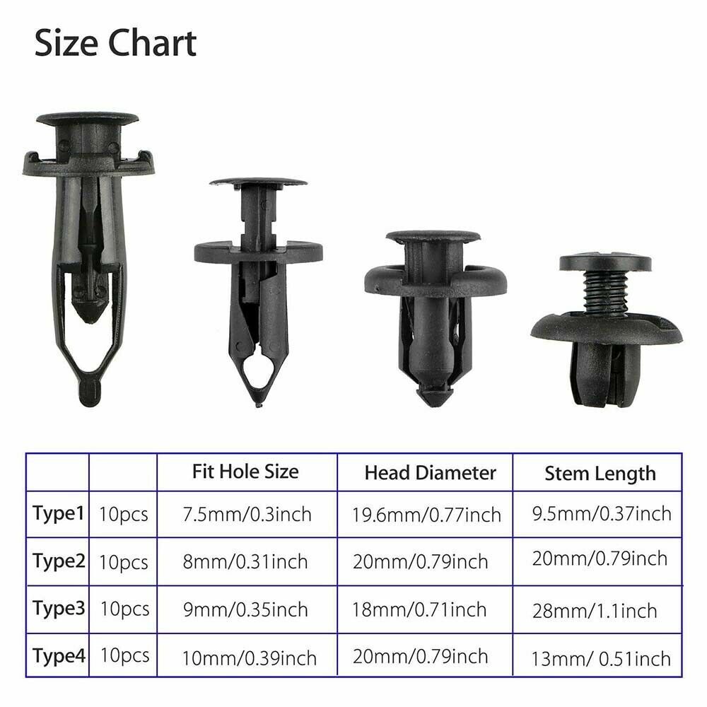 40Pcs Fender Clips Trim Auto Car Push Pin Rivet Bumper Fastener Panel Retainer