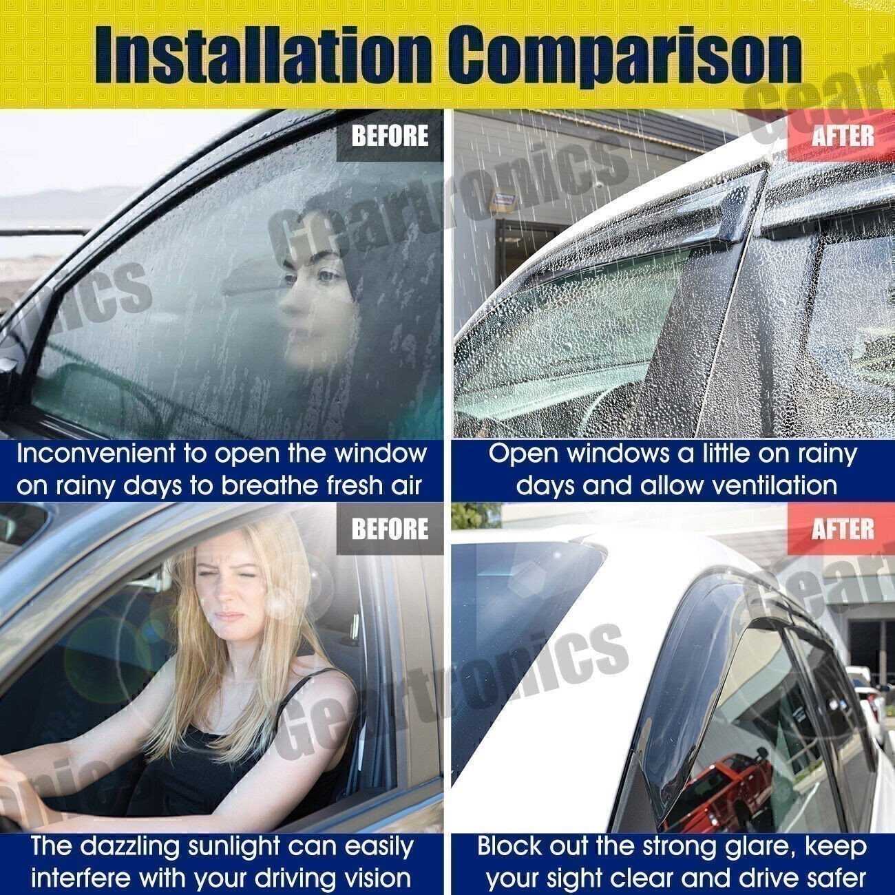 For Toyota Sienna 2011-2019 Window Visor Rain Guard Deflector Vent Sun Shades*