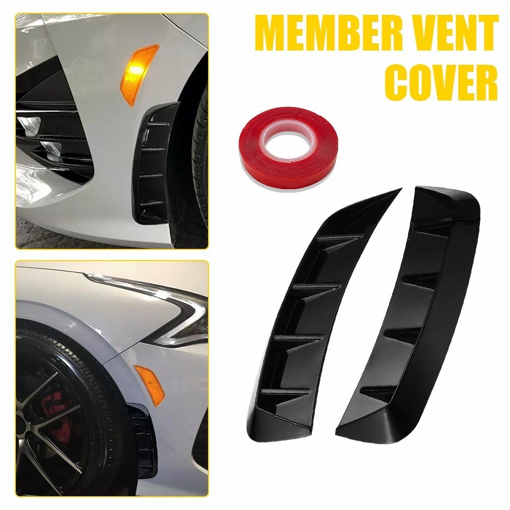 Car Universal Sport Glossy Black Side Fender Air Vents Wing Cover Trim New Decor