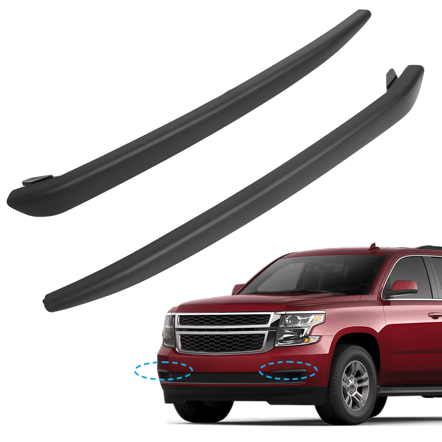 For 2015-2020 Chevrolet Tahoe Suburban 2Pcs Front Bumper Fog Light Trim Molding