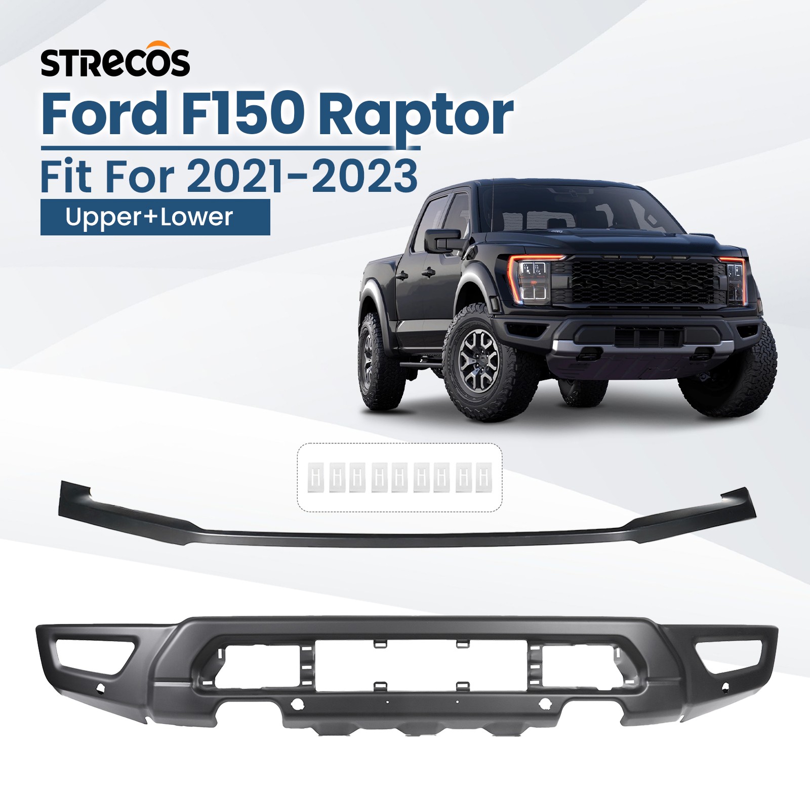 For 2021- 2023 Ford F-150 Raptor Front Bumper Cover Face Bar Upper Lower