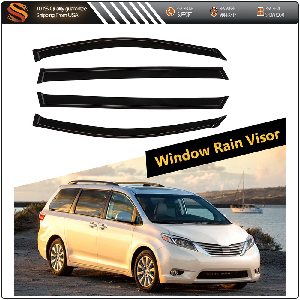 Smoked Window Visor Sun Vent Shades Rain Guards 4PCS For 2004-2009 Toyota Sienna