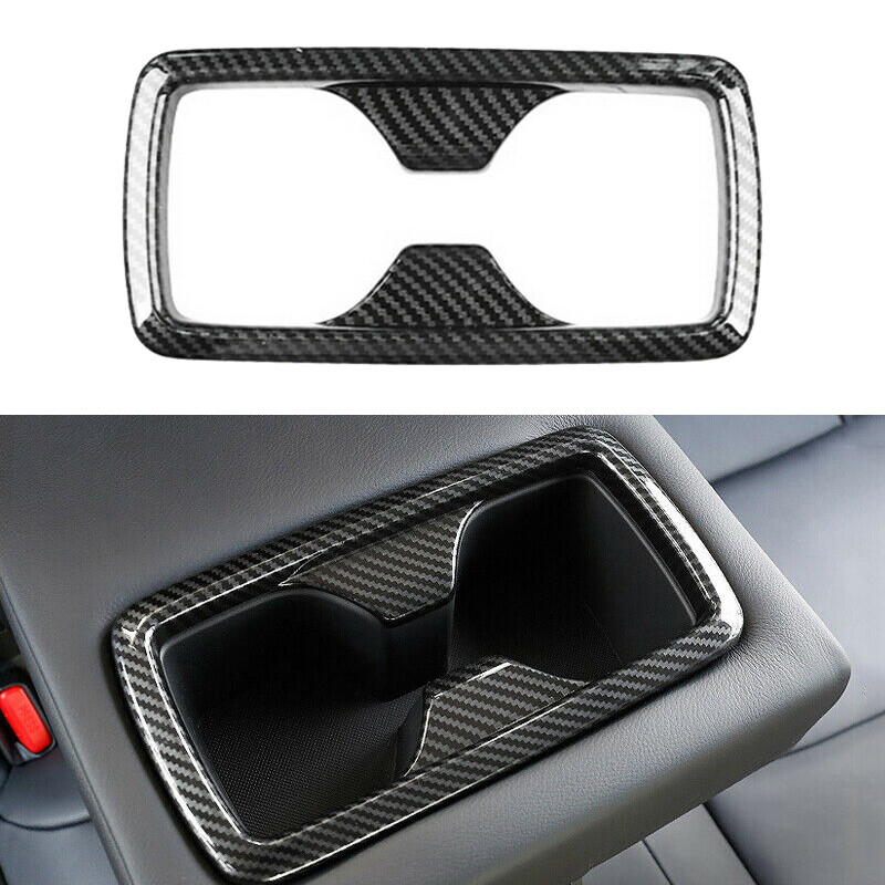 Carbon Fiber Look Rear Water Cup Holder Cover Trim For Toyota RAV4 2019-2021