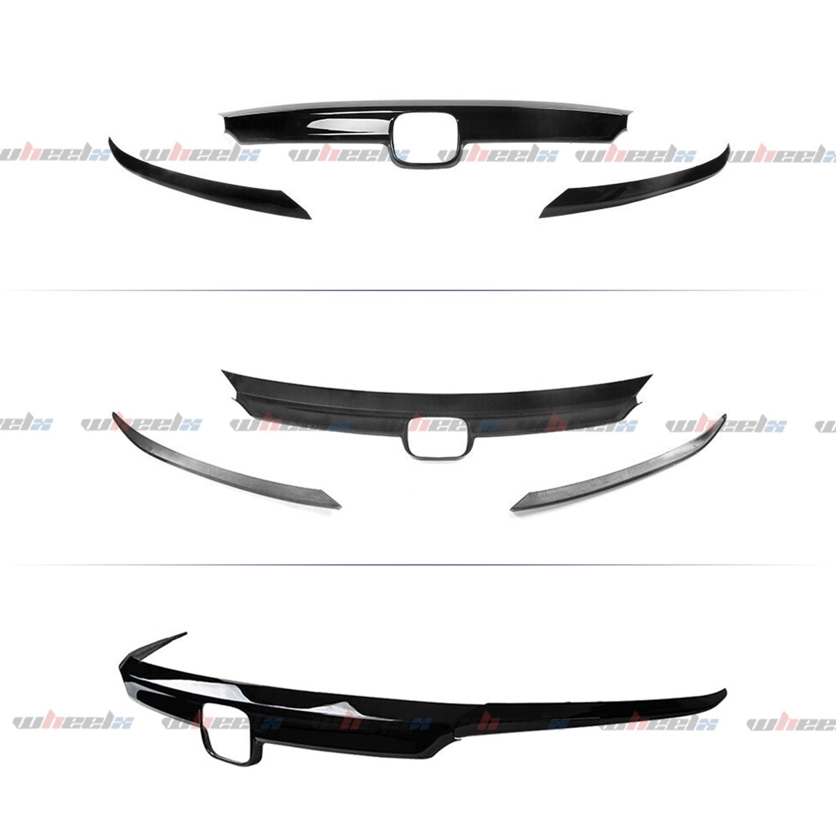 GLOSSY BLACK FRONT GRILL GARNISH TRIM + EYELID COVER FOR 2018-2020 HONDA ACCORD