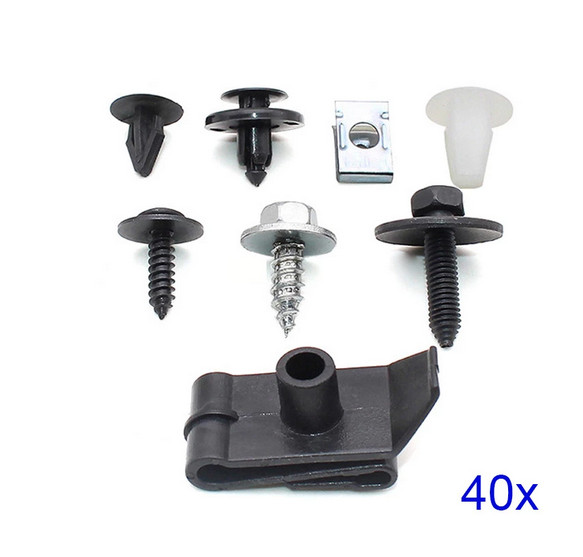 40pcs Car Engine Fastener Clips Rivets Panel Fender Retainer Auto Fitting Kit