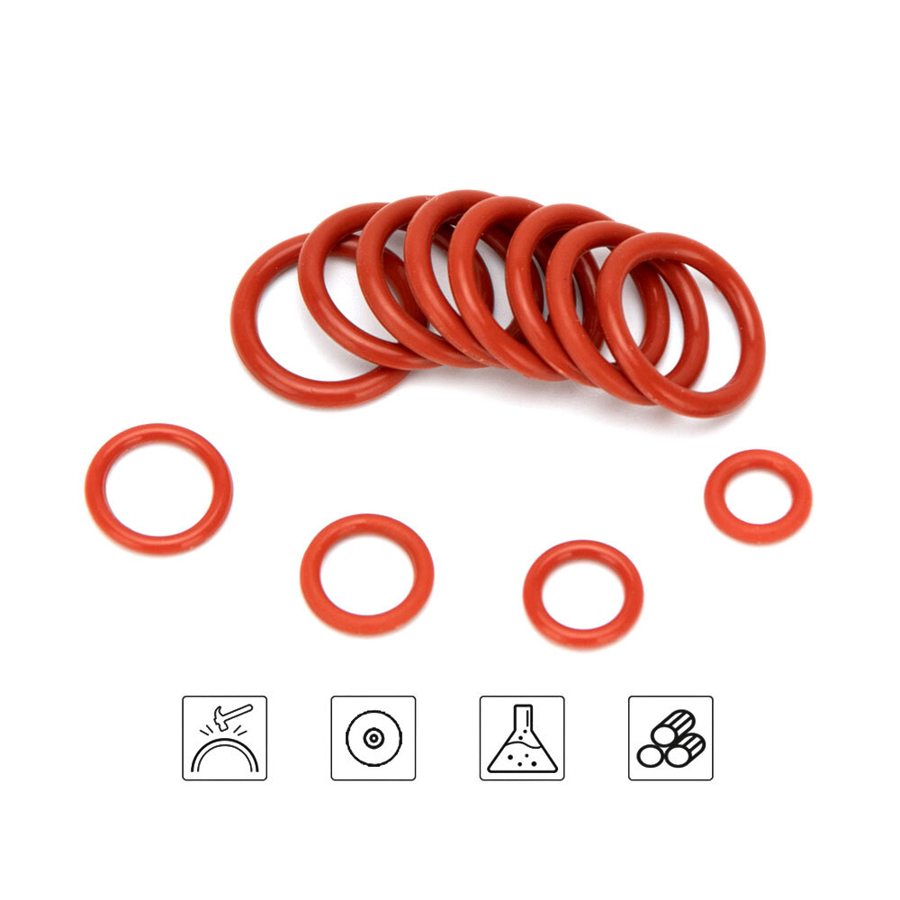 225Pcs Red O-Ring VMQ Seal Sealing O-Ring Washer Rubber O-Rings Assortment Set