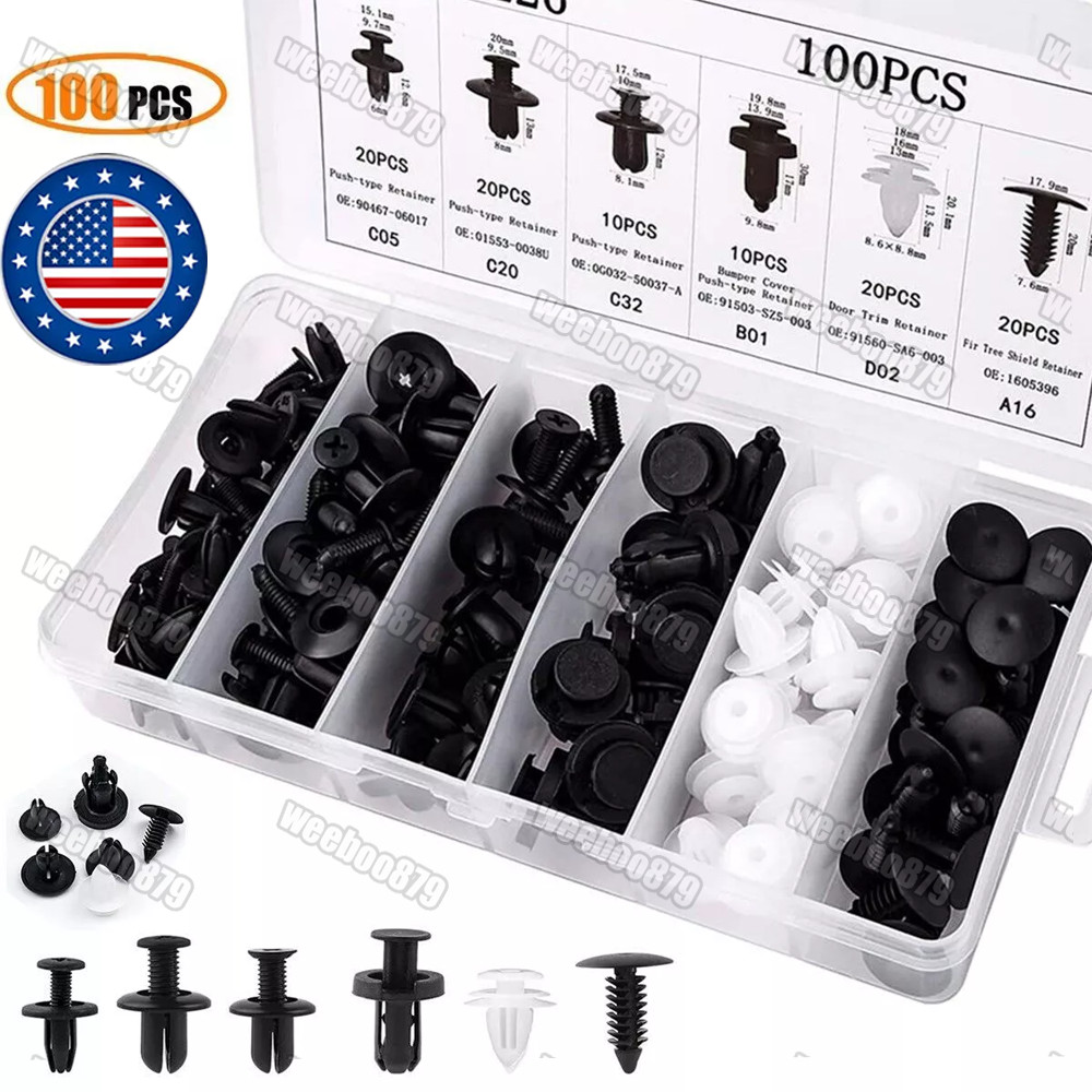 For Subaru 100Pcs Bumper Hood Clips Retainer Rivet Fastener Fender Push Pin US