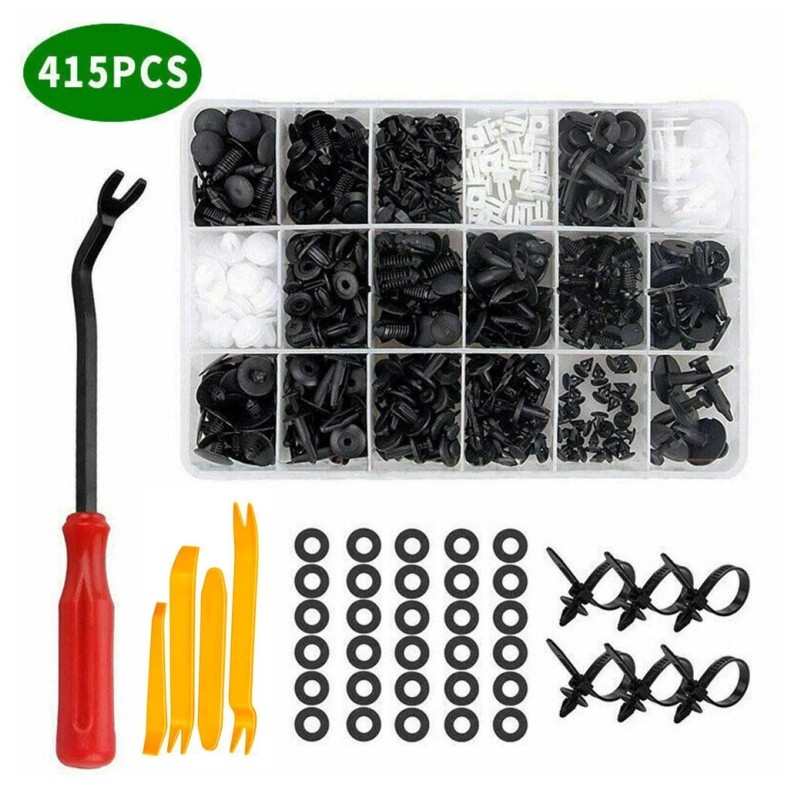 415Pcs Car Retainer Clips & Fastener Remover 18 Sizes Auto Push Pin Rivets Trim