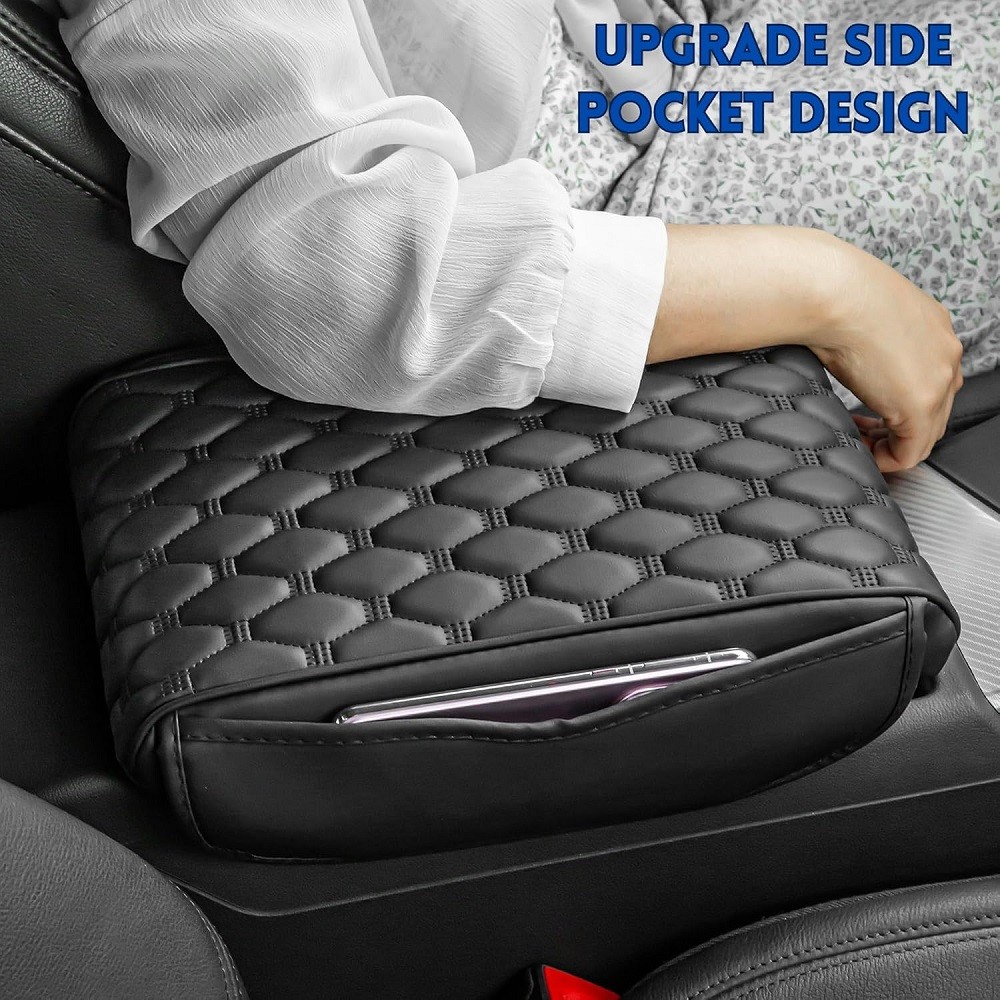 Seat Armrest Cushion Protector Storage Pad Leather For Car Interior Accessories