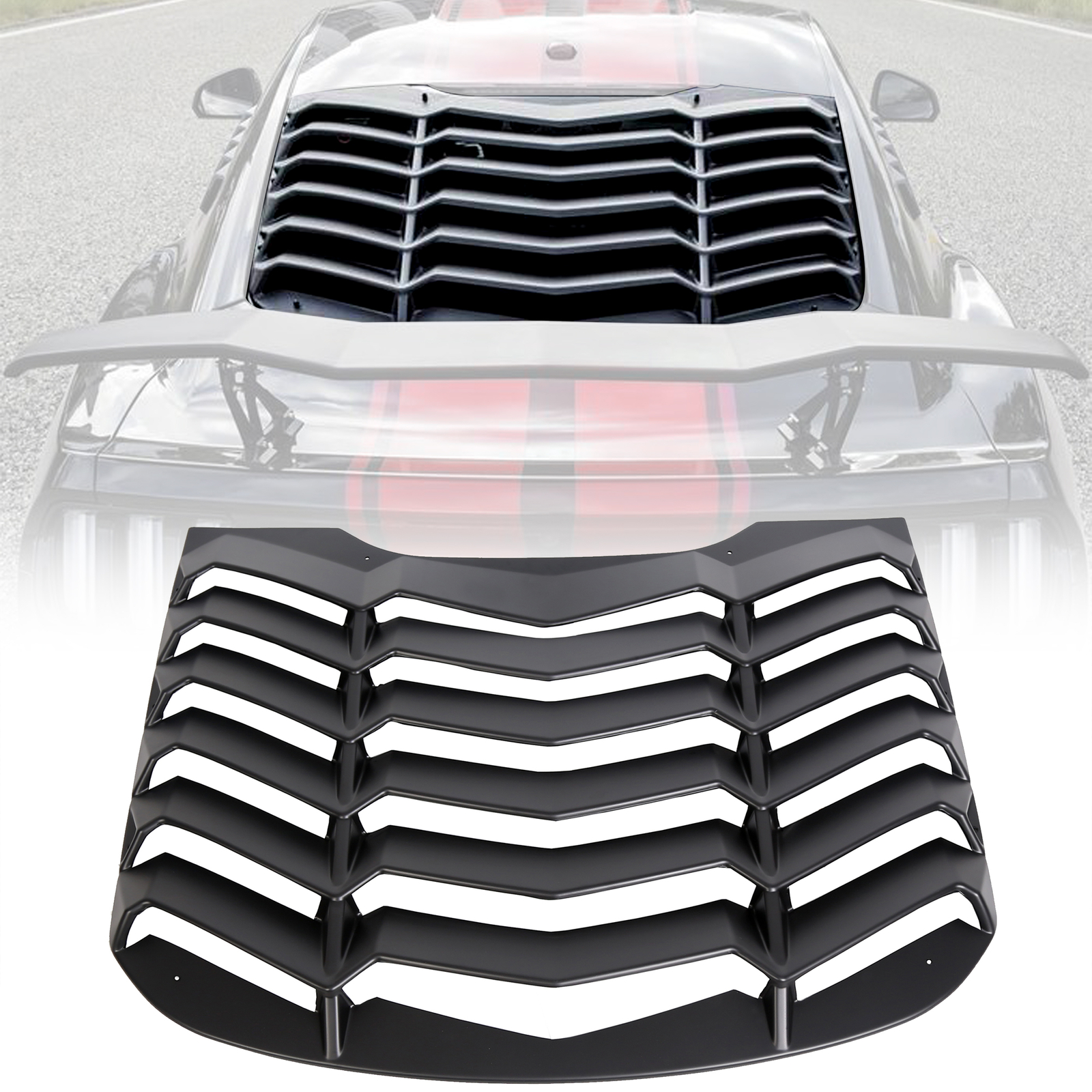 ABS Rear Window Louver Cover Sun Shade Vent For 2015-2023 Ford Mustang