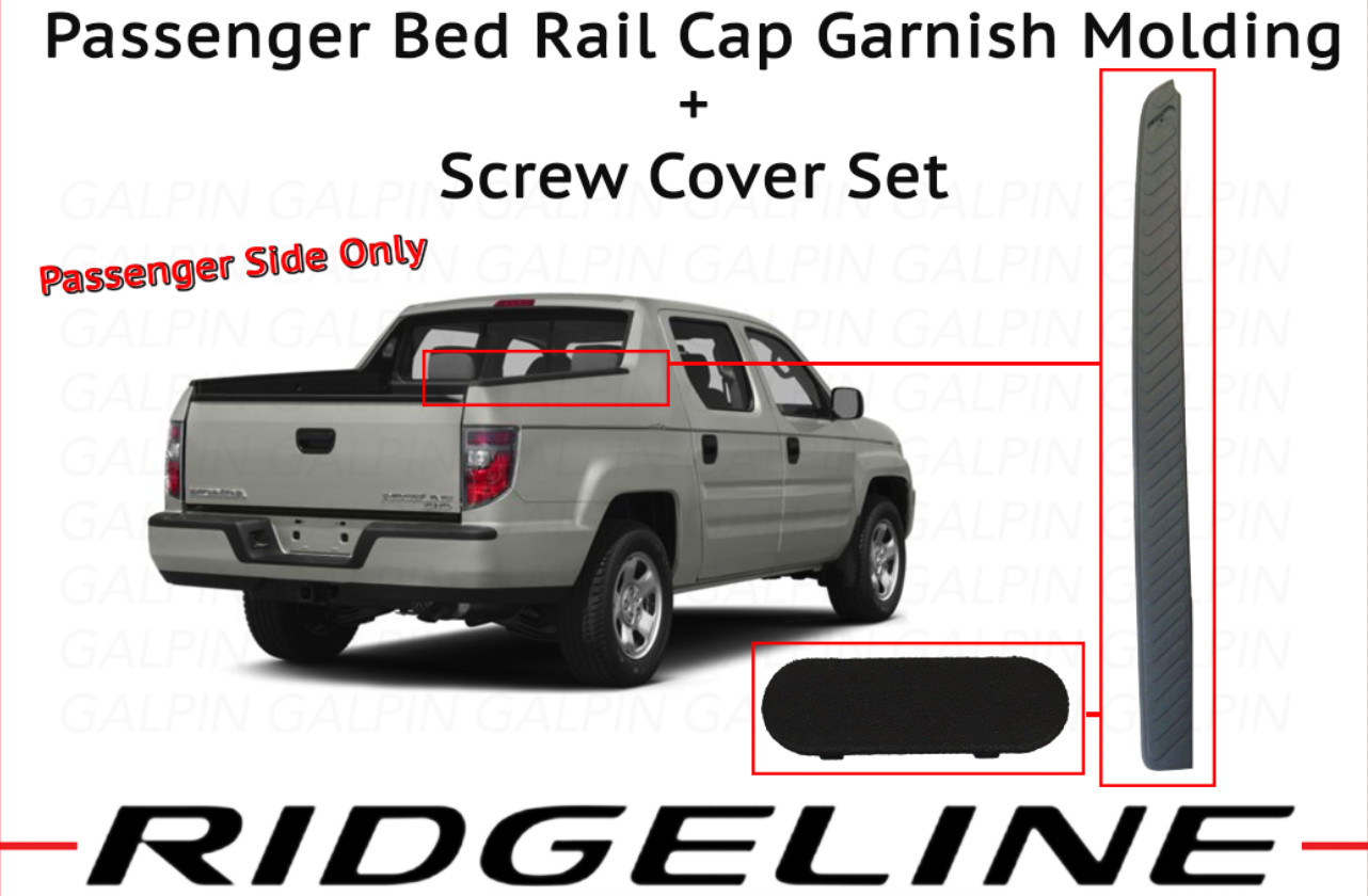 Honda Ridgeline Improved Bed Rail Cap Molding + Screw Cap Cover 06-14 Passenger