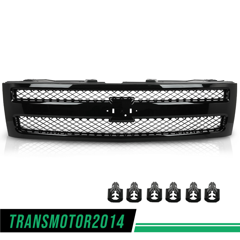 Front Bumper Grille Fit For 07-13 Chevrolet Silverado 1500 w/ Black Insert New