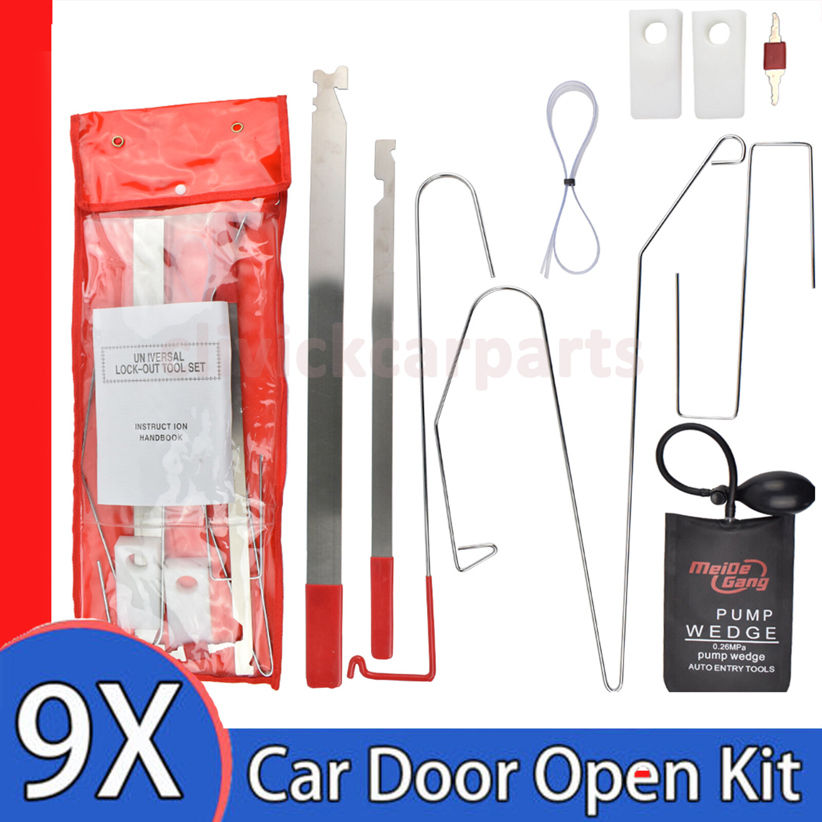 9x Universal Car Door Lost Lock Out Air Pump Unlock Opening Tool Kit open tool