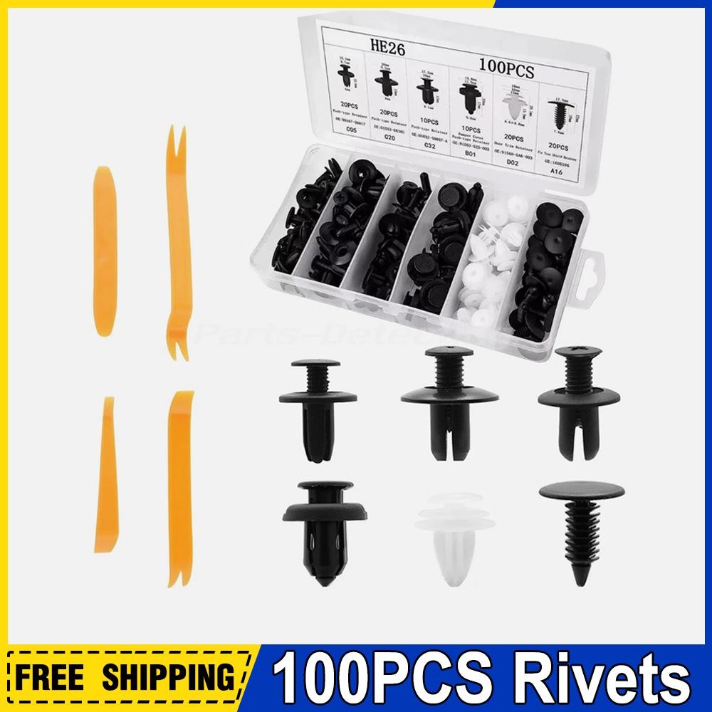 100X⭐Bumper Fastener Clips Auto Car Hole Plastic Rivets Retainer Fender Push Pin