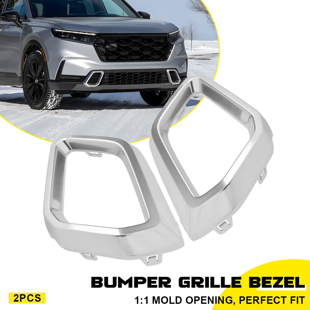 For 23-25 Honda CRV Front Left &Right Side Bumper Grille Bezel Trim Satin Chrome