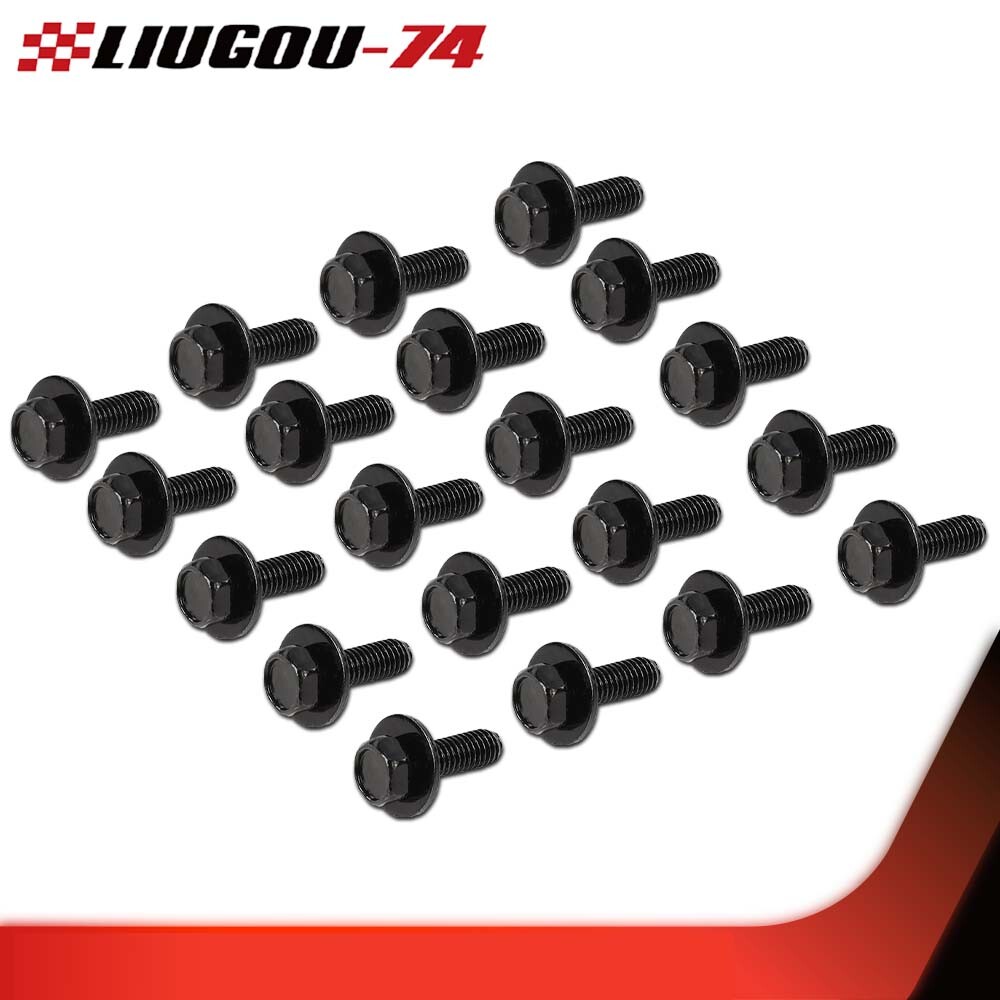 Fit For Honda Body Bolts- M6 1.0 x 20mm Long- 10mm Hex- 17mm Washer 20 Bolts New