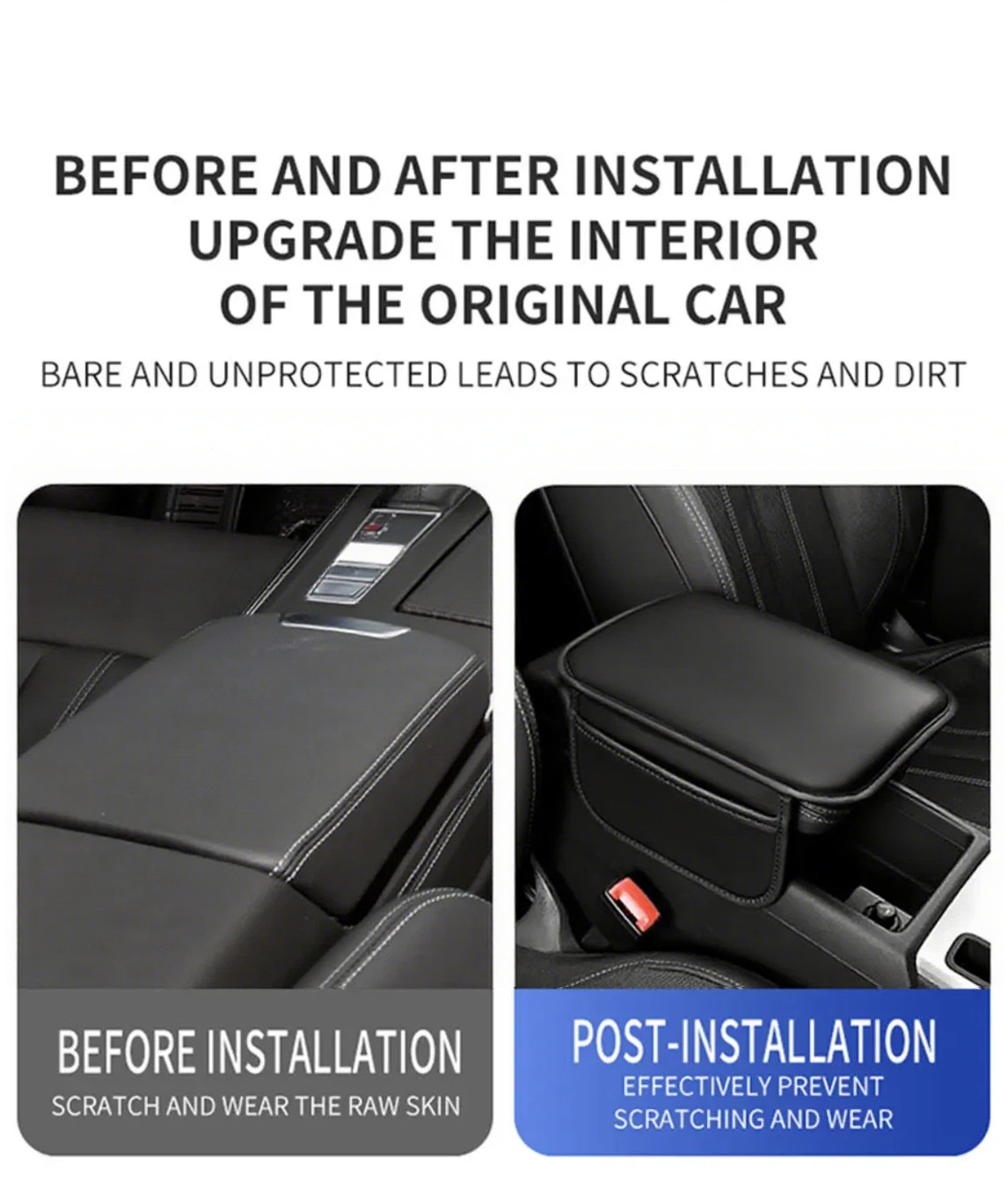 Car Leather Seat Armrest Cushion Protector Storage Pad Interior Accessories US