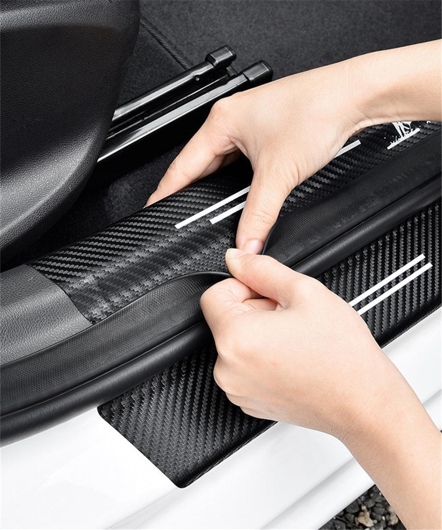 4PCS Rubber Car Door Scuff Sills Cover Panel Step Protector Sports Stickers 1set