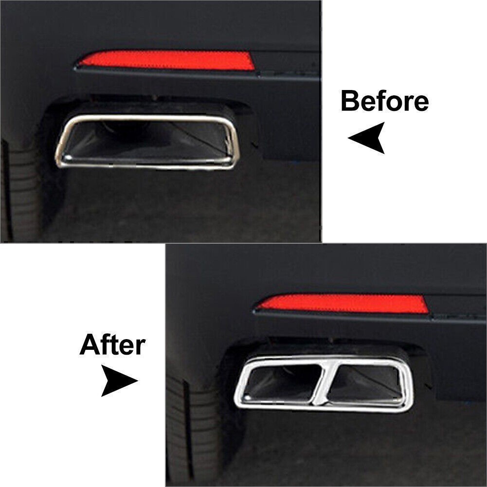 Siver Steel Rear Exhaust Muffler Tail Pipe Cover Trim For Cadillac XT5 2016-2020