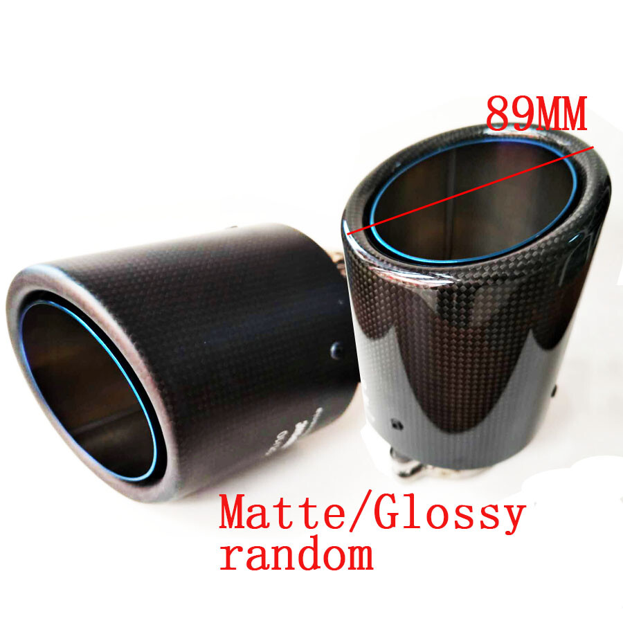 1Pcs 63mm-89mm Blue Burnt Steel End Carbon Fiber Exhaust Muffler Tip Pipe Cover