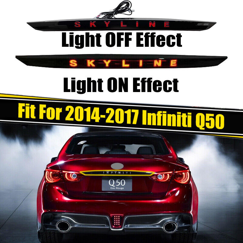 Fit 2014-2017 Infiniti Q50 Q50S Rear Door Trunk Smoke Lens Led Tail Brake Light