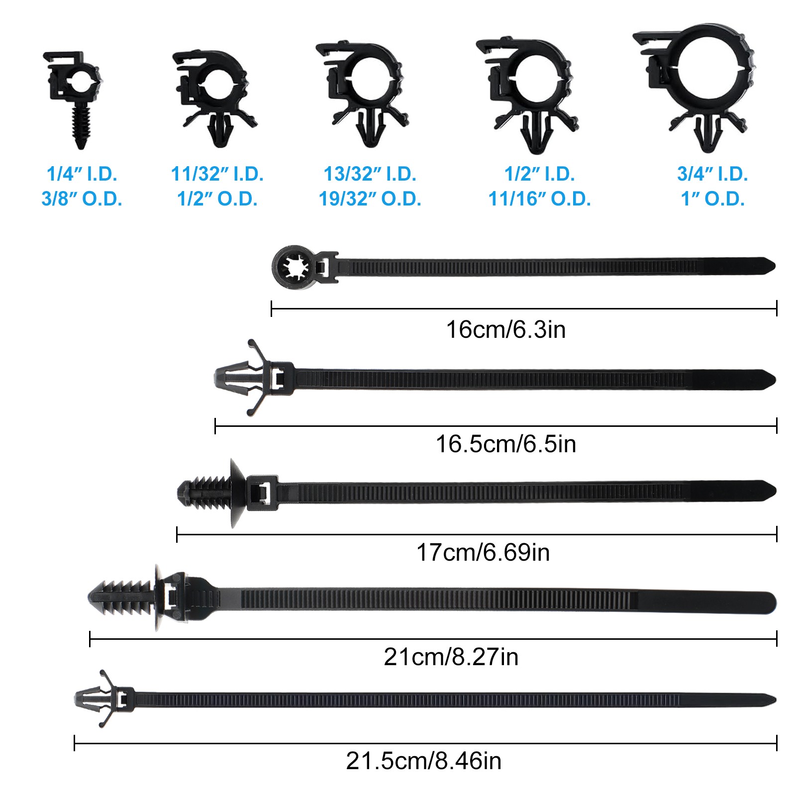 100x Car Wire Loom Routing Clip Push Mount Cable Tie Assortment Kit for Honda GM