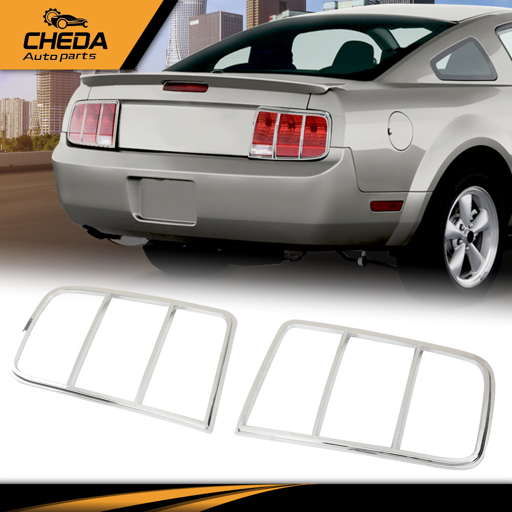 Pair Fit For 2005-2009 Ford Mustang Chrome Taillight Tail Light Bezel Covers