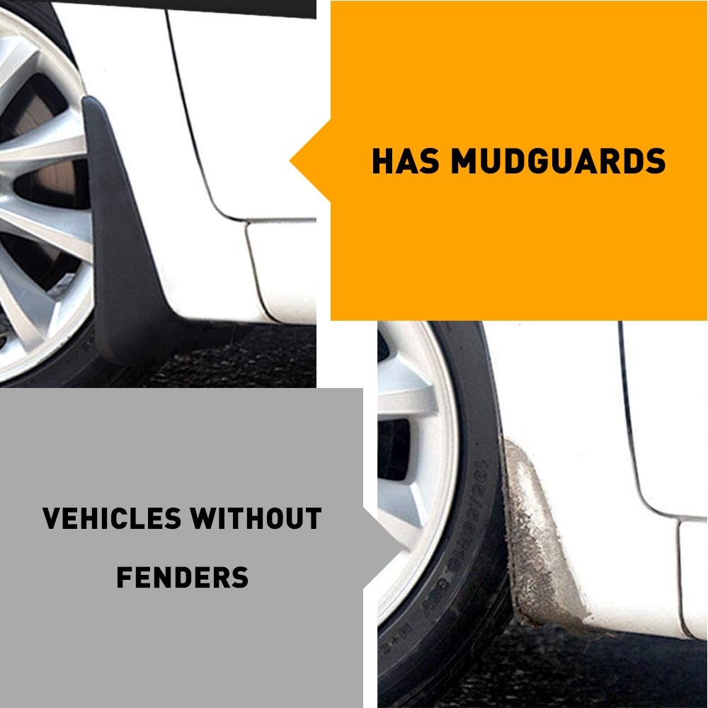 4 pc Universal Car Mud Splash Flaps Guards for Front or Rear (Hardware Included)