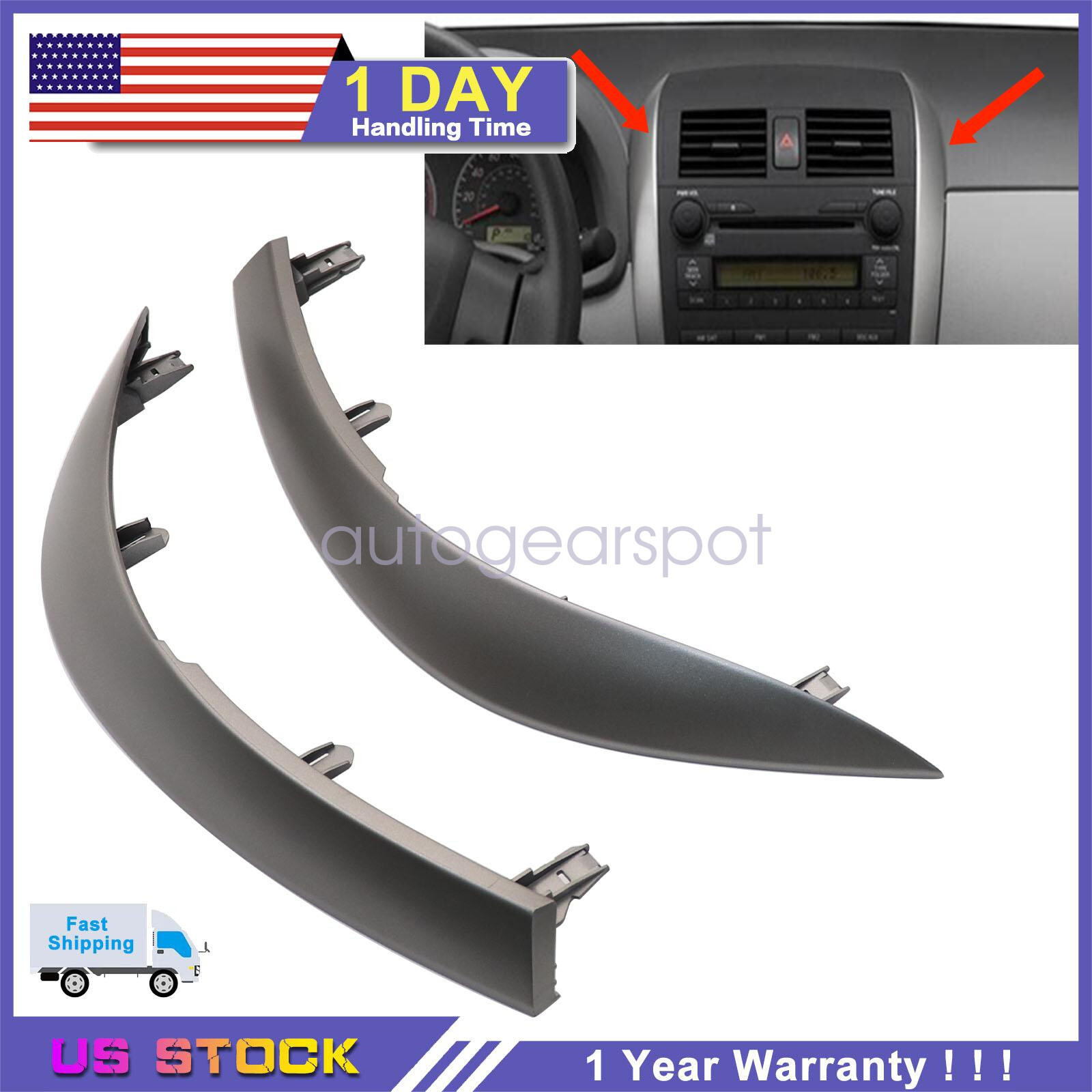 Car Center Dash A/C Outlet Air Vent Panel Trim Strip For Toyota Corolla 2009-13