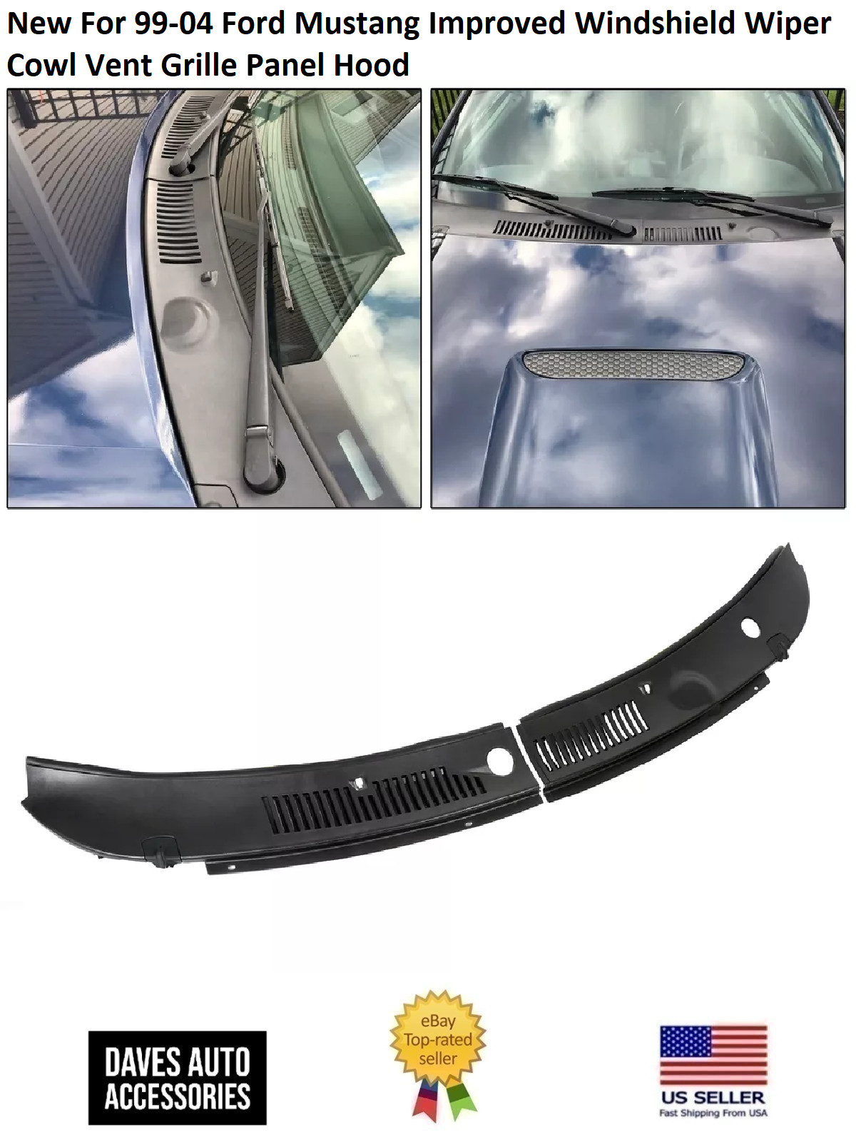 2 Pcs Windshield Wiper Cowl Vent Grille Panel LH RH Side For 99-04 Ford Mustang