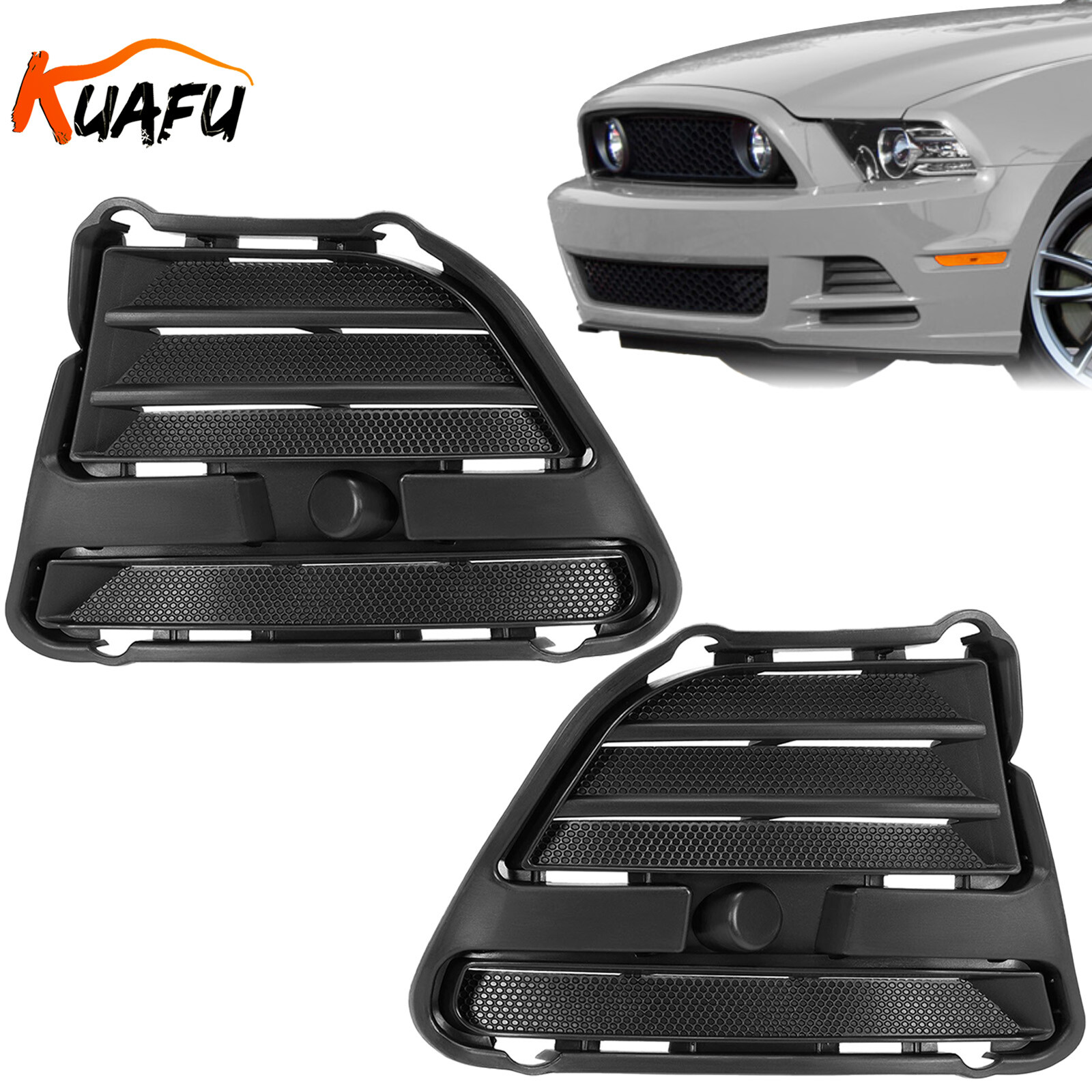 KUAFU Front Bumper Insert Fog Light Cover Left+Right For 2013-2014 Ford Mustang