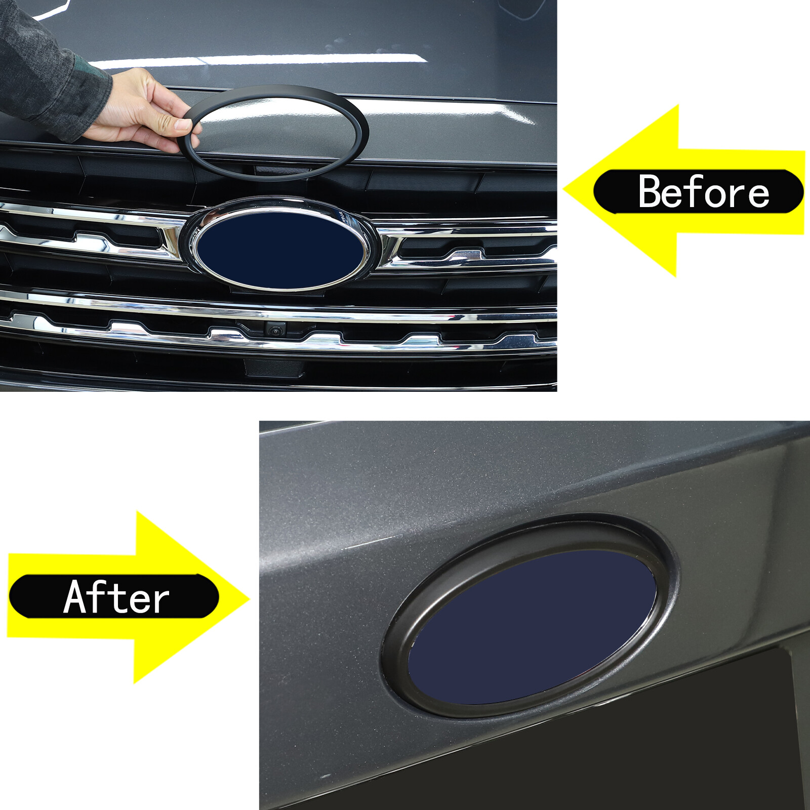 Matt Black Front & Rear Emblem Overlay Ring Molding For Subaru Outback 2022-2024